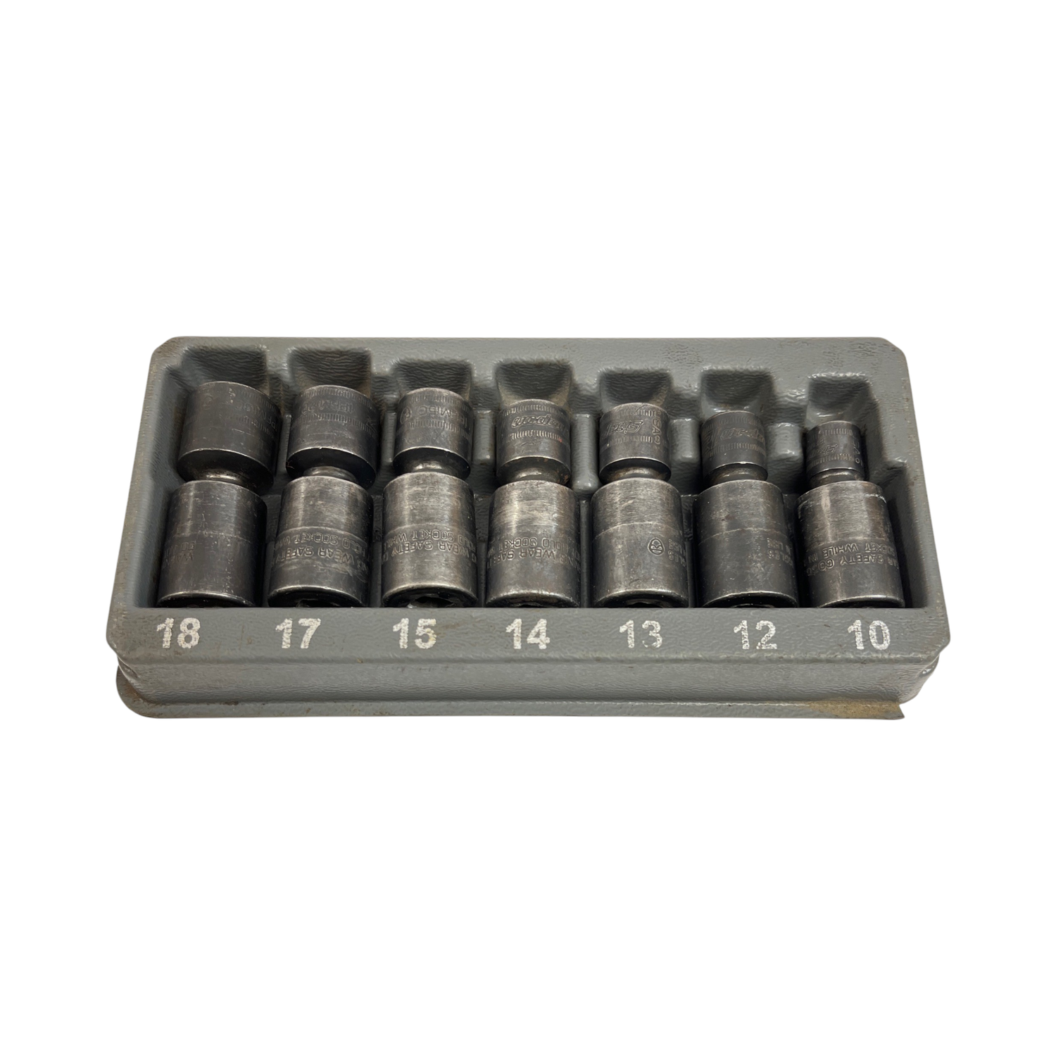 Snap On 7 Pc. 3/8" Drive 6-Point Metric Flank Drive Shallow Impact Swivel Socket Set, 207IPFM