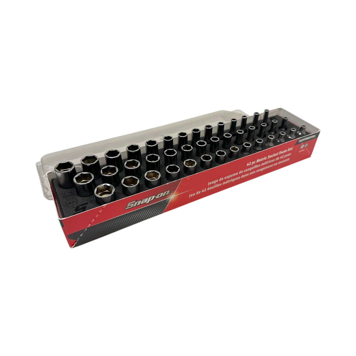 Snap On 42 pc 1/4" Drive 6-Point Metric Flank Drive® Socket Set with PRO-FI™ Organization (4–15 mm) (Red), 142STMMSYFR1