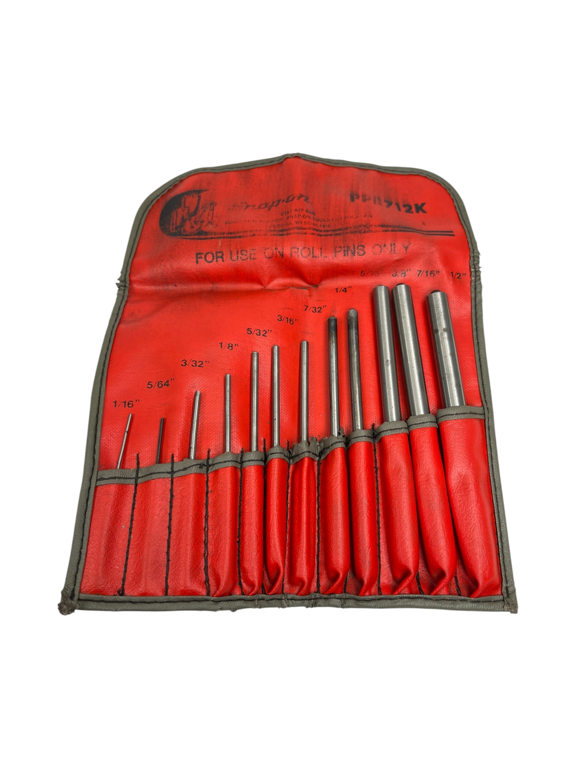 Snap On 12pc Roll Pin Punch Set, PPR712K
