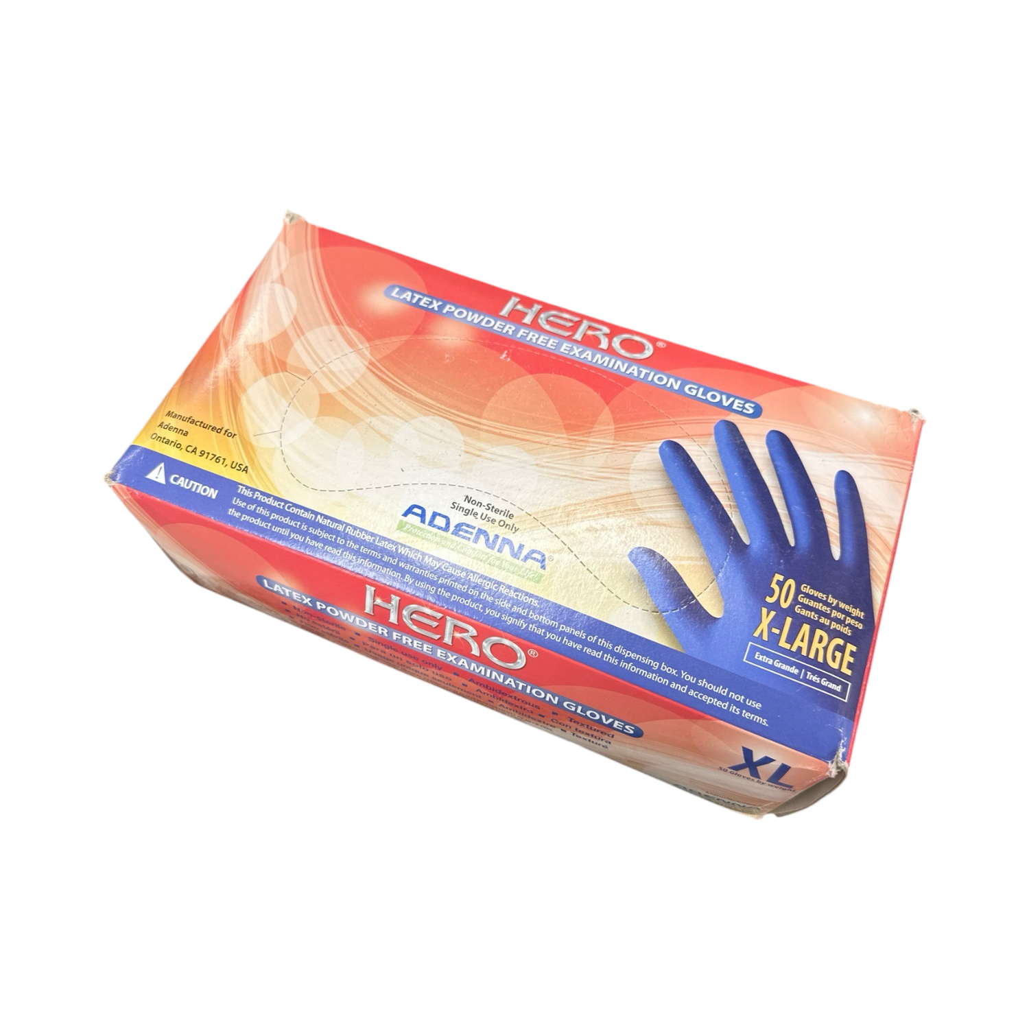Hero XL 50ct Latex Powder Free Gloves
