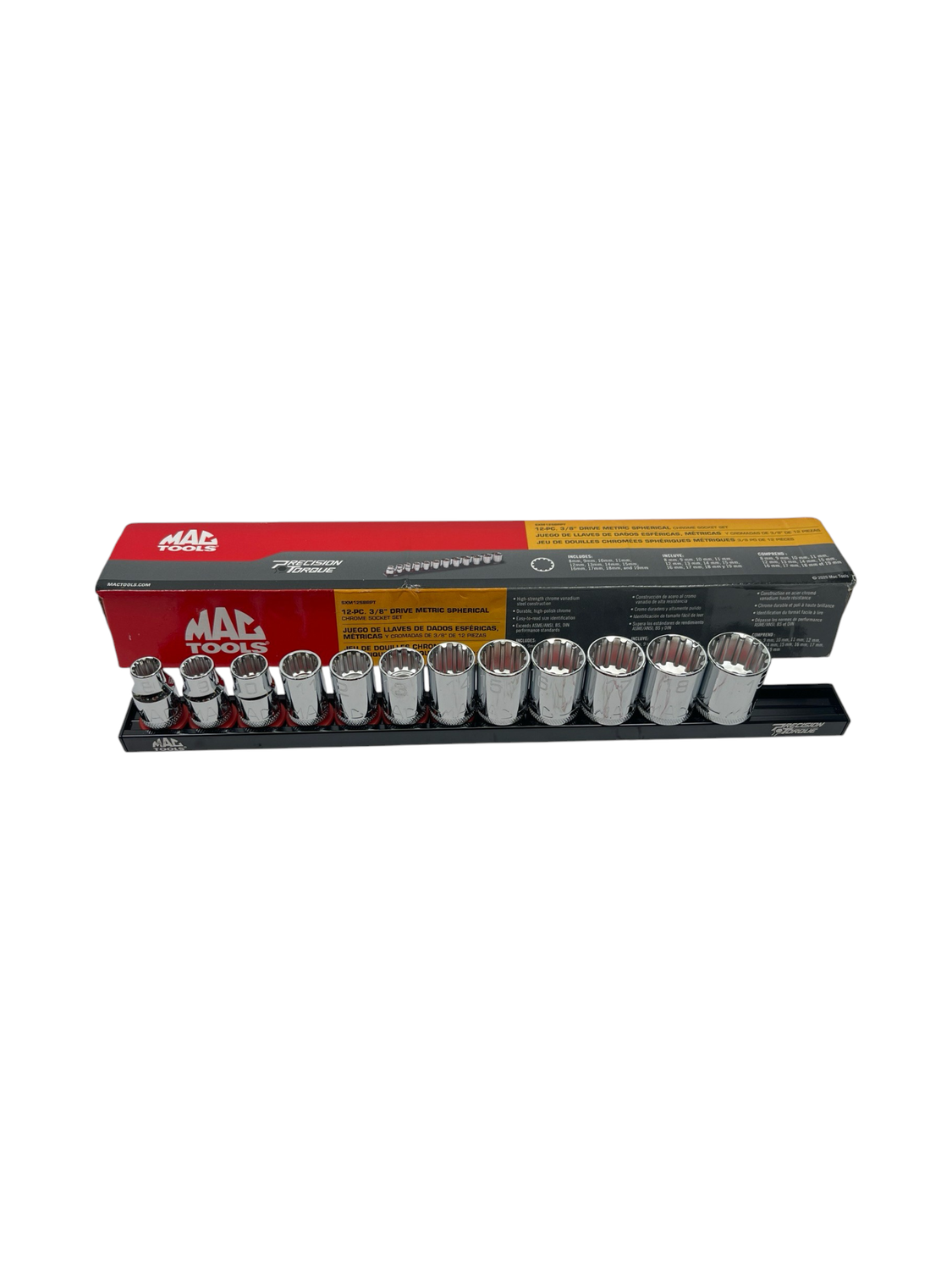 Mac Tools 12 Pc. 3/8" Drive Metric Spline Socket Set (8-19mm) SXM12SBRPT