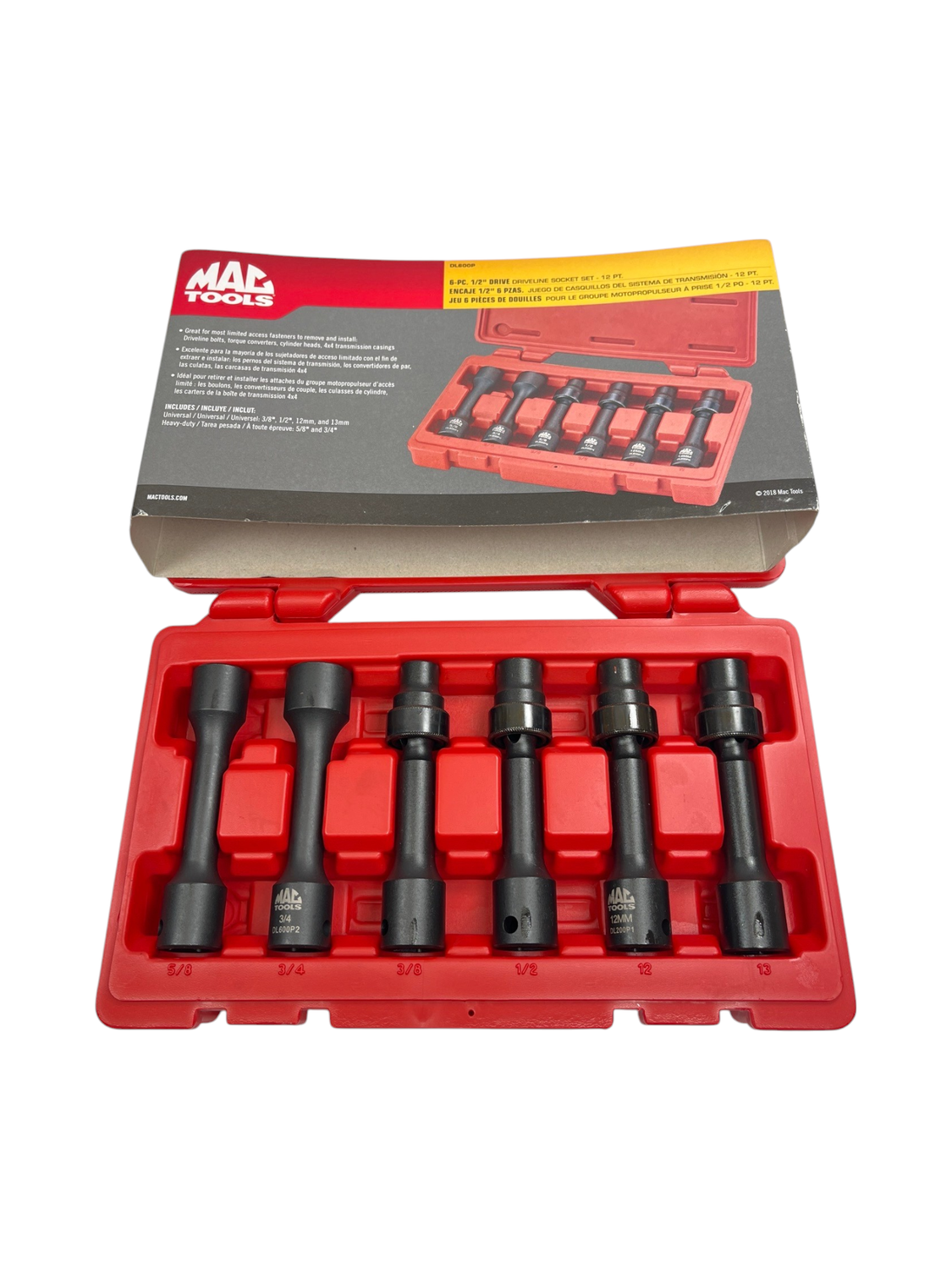 Mac Tools 6 Pc. Impact Driveline 12 Pt. Socket Set, DL600P