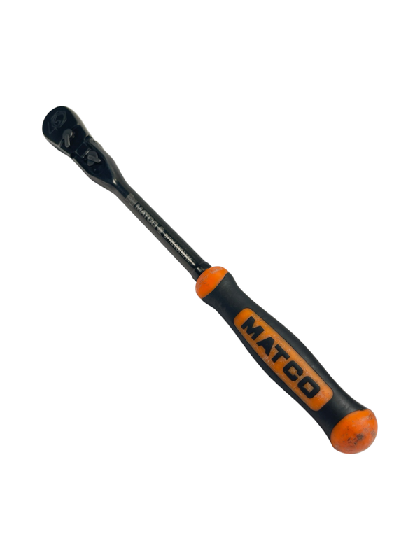 Matco 3/8" Drive 12-1/2" 88 Tooth Black Chrome Locking Flex Ratchet With ERGO Handle - BLUE, BFR128BLFM