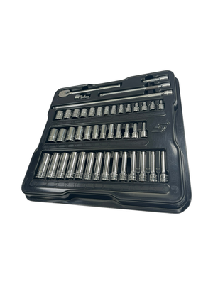 Snap On 45 Pc. 1/4” Drive Metric Shallow, Semi Deep, And Deep Sockets & Extension General Service Set, 145TMM
