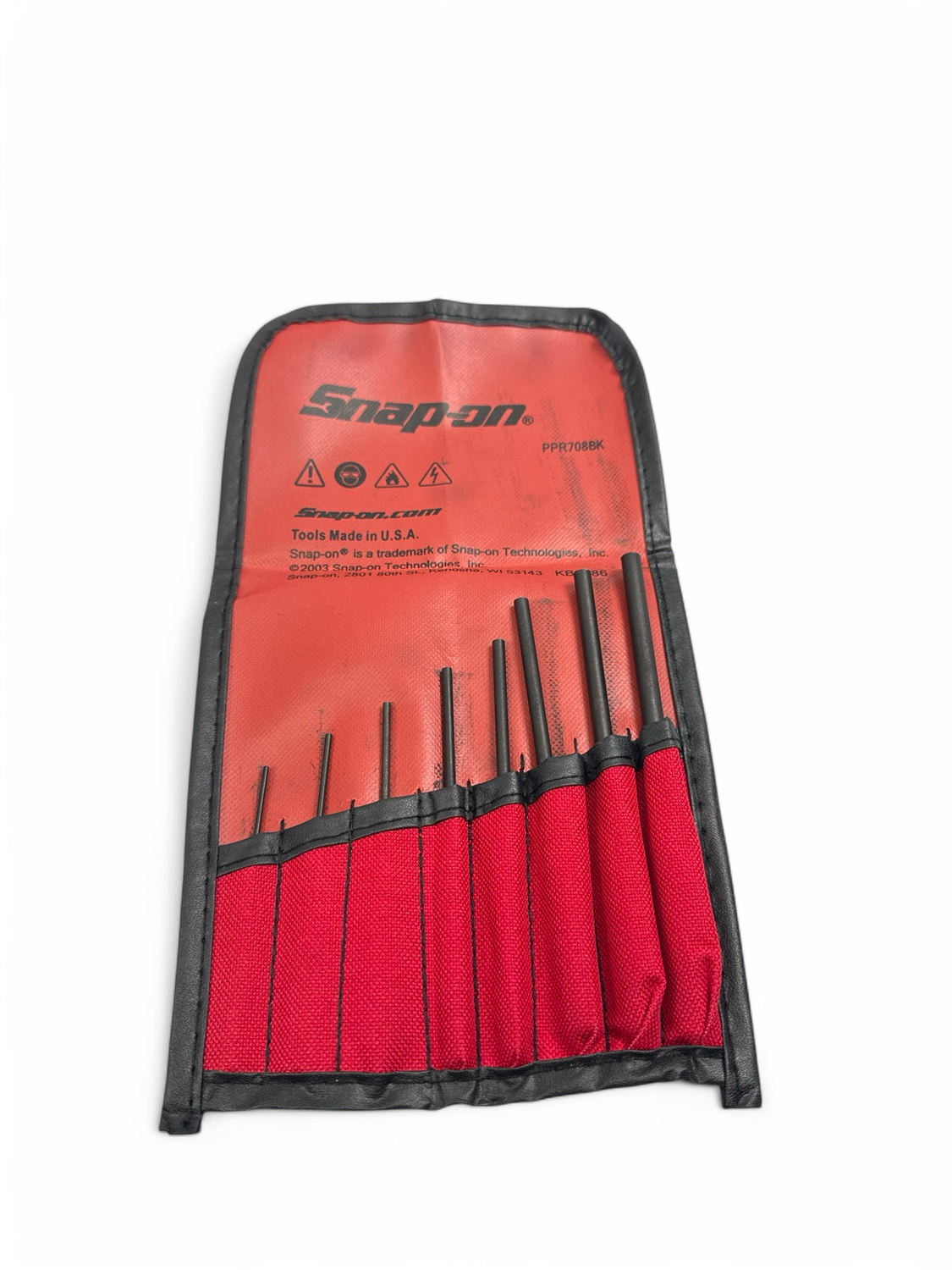 Snap On 8 Pc Roll Pin Punch Set, PPR708BK