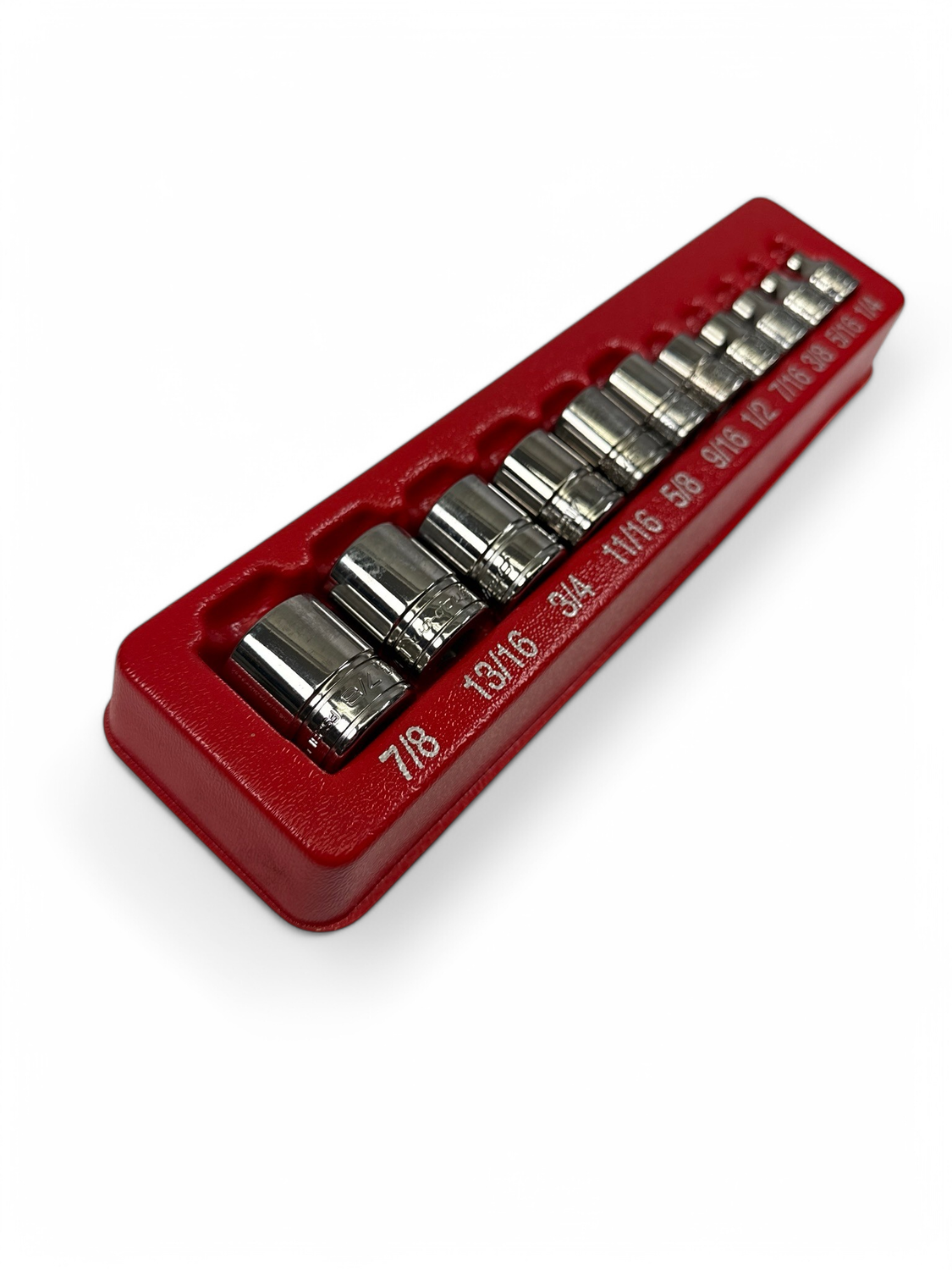 Snap On 11 Pc. 3/8" Drive 6-Point SAE Flank Drive Shallow Socket Set (1/4, 5/16, 3/8-7/8") 211FSY