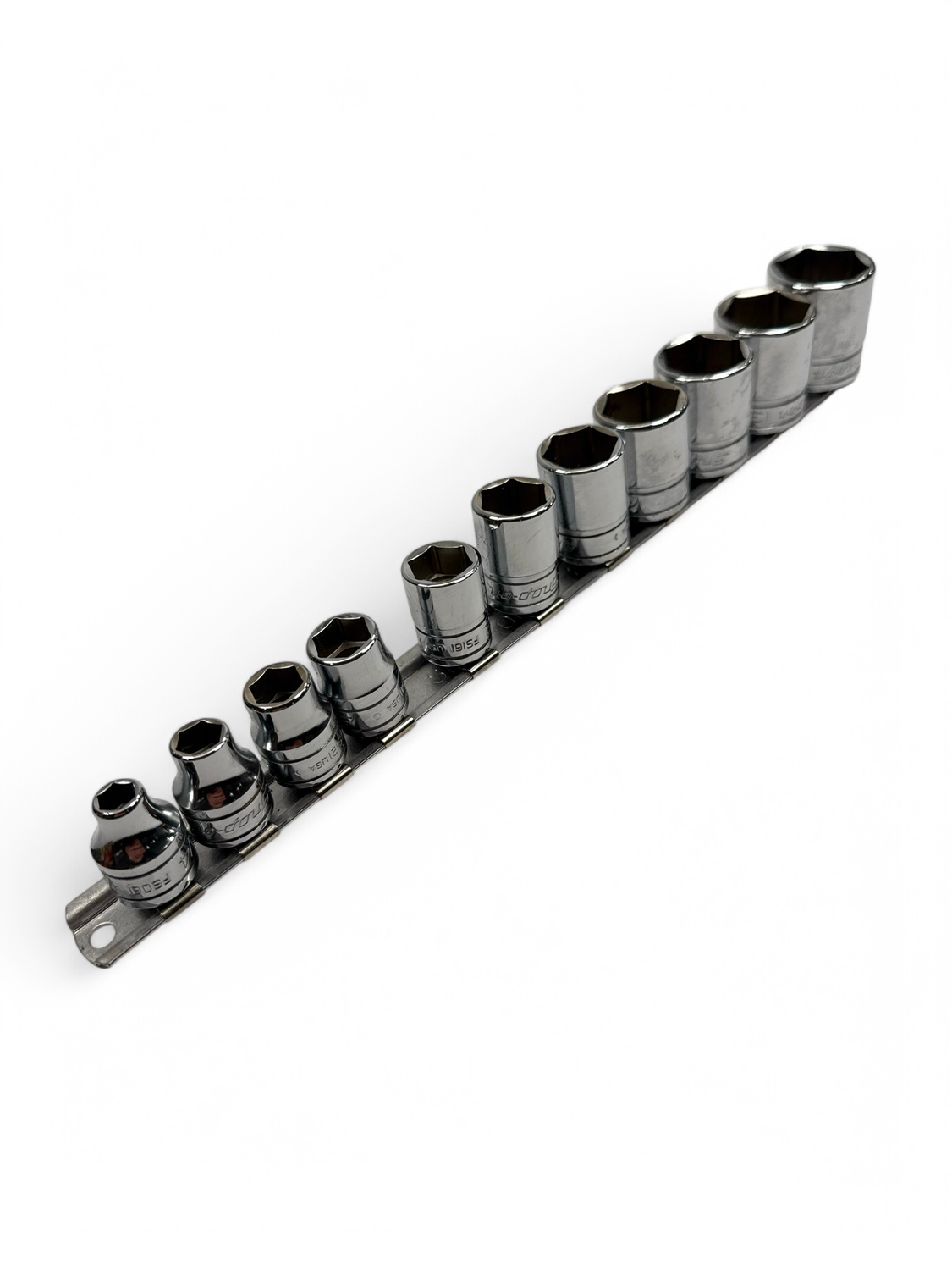 Snap On 11 Pc. 3/8" Drive 6-Point SAE Flank Drive Shallow Socket Set (1/4, 5/16, 3/8-7/8") 211FSY