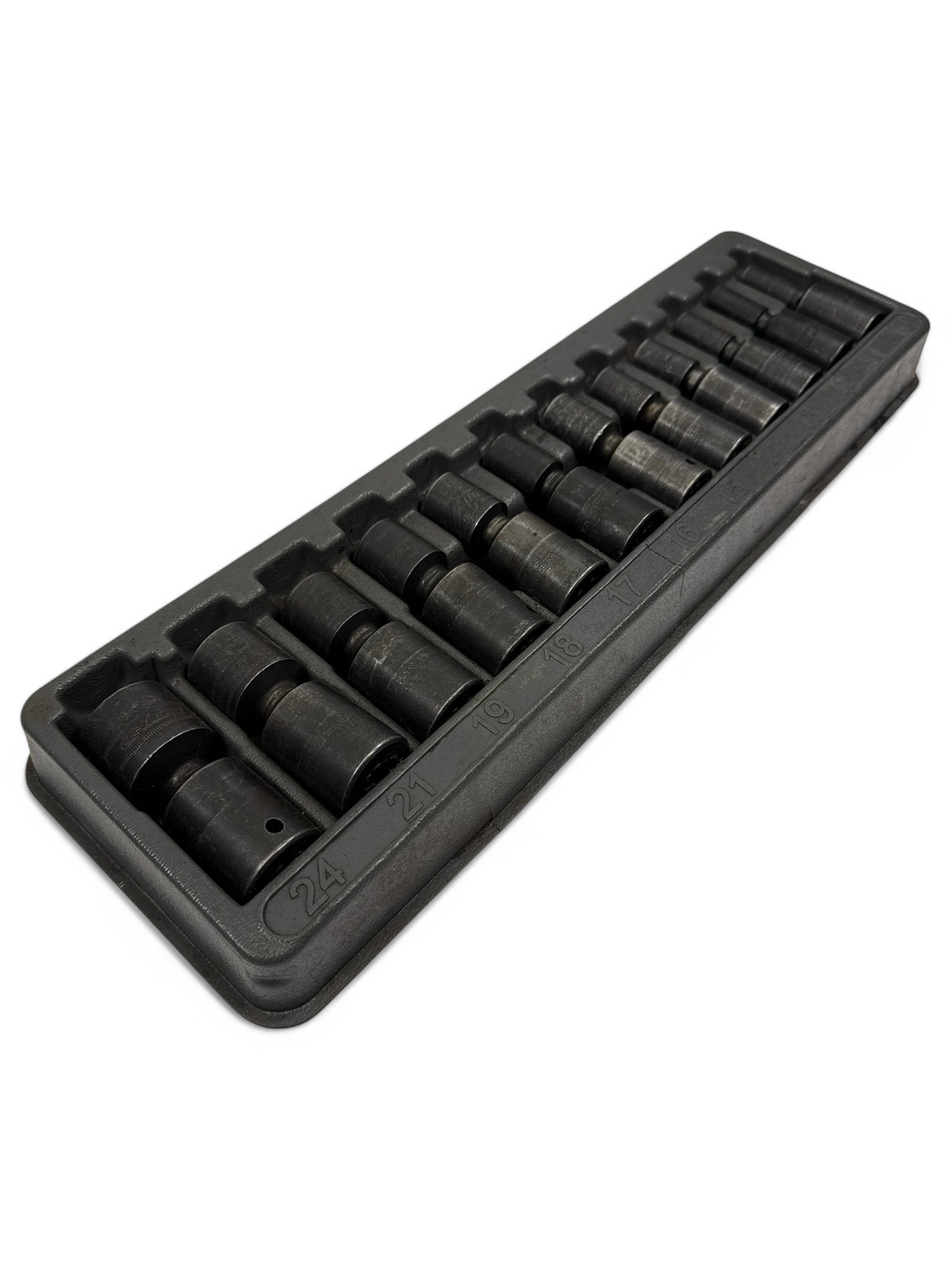Snap On 12 pc 1/2" Drive 6-Point Metric Flank Drive® Shallow Impact Swivel Socket Set (10-21 and 24 mm), 312IPLM