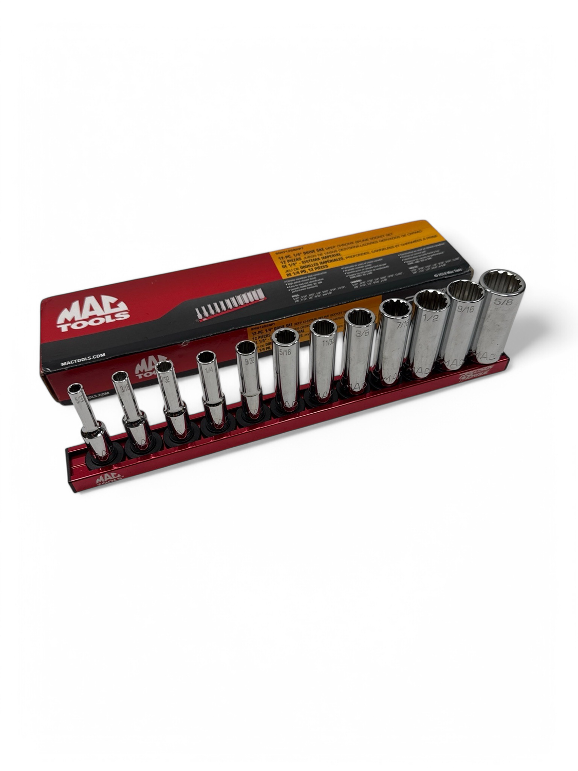 Mac Tools 12pc 1/4" Drive SAE Deep Spline Socket Set, SMD12SBRPT