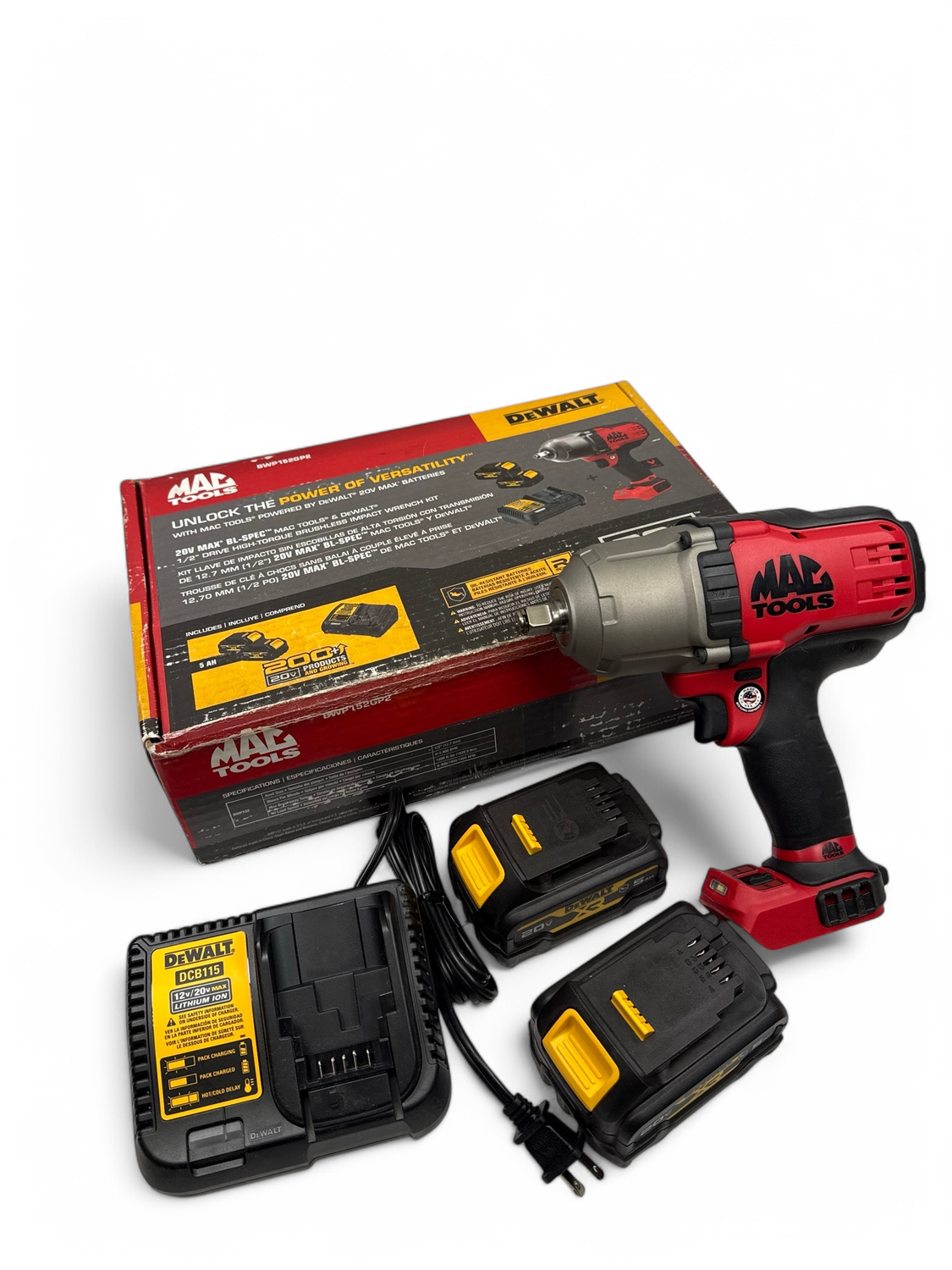 MAC Tools 20V MAX* 1/2" Drive High-Torque Brushless Impact Wrench, BWP152GP2
