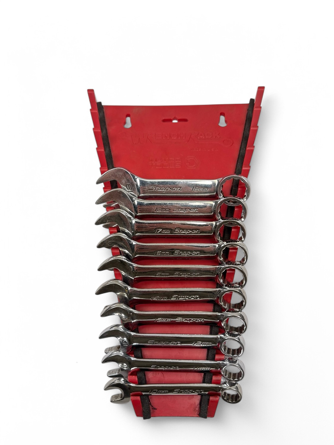 Snap On 10 pc 12-Point Metric Flank Drive Midget Combination Wrench Set (10-19 mm), OXIM710B