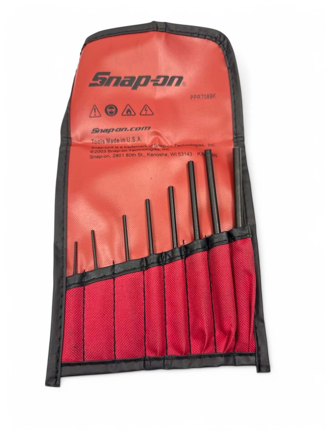 Snap On 8pc Roll Pin Punch Set, PPR708BK