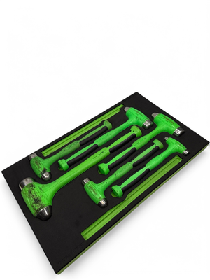 Snap On 6pc Ball Peen Soft Grip Dead Blow Hammer Set with PRO-FI™ Organization, (8,16,24,32,40,56),