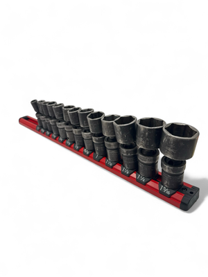 Snap On 13 pc 1/2" Drive 6-Point Metric Flank Drive® Shallow Impact Swivel Socket Set (1/2-1 5/16”), 312IPLM