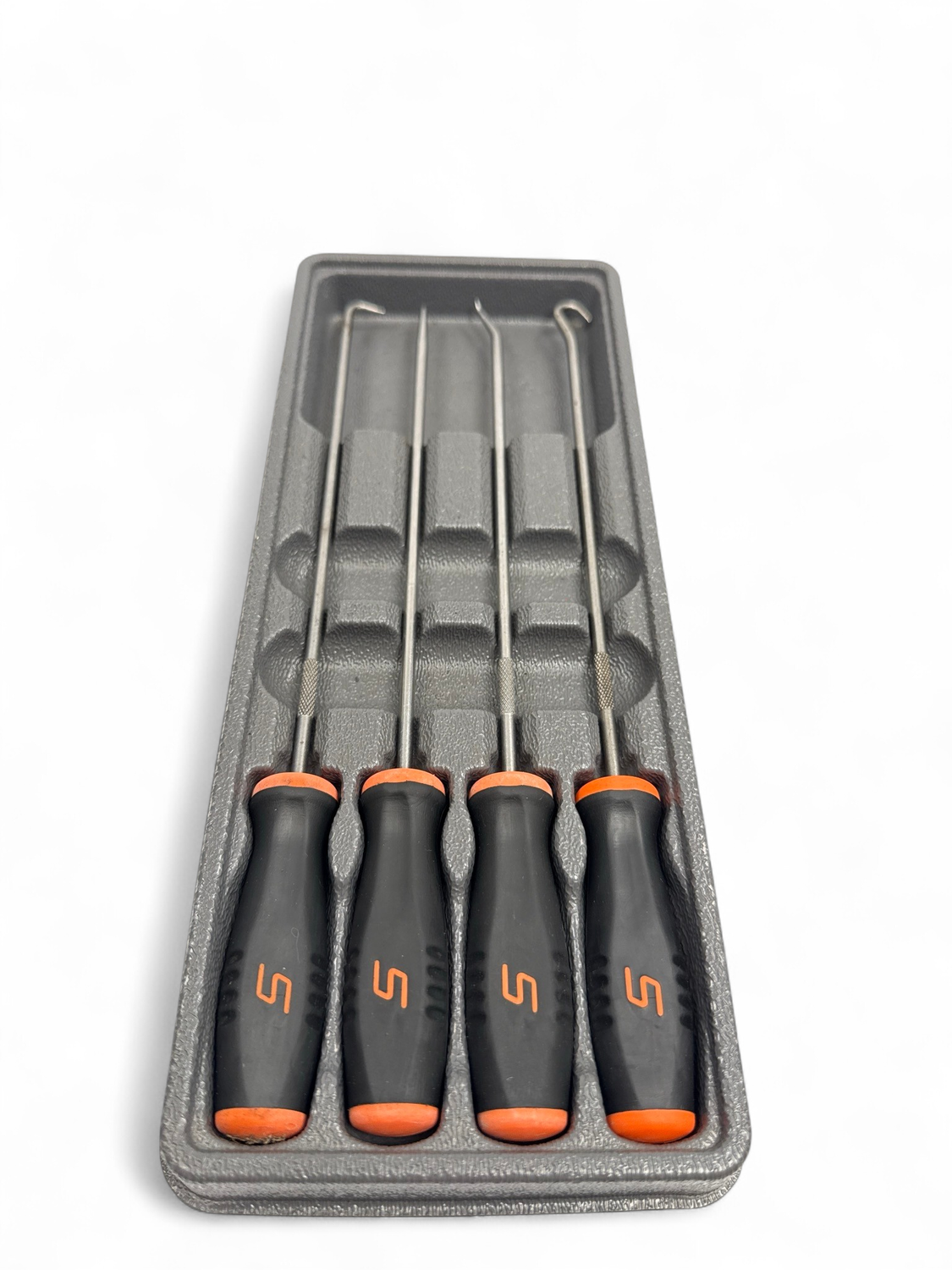 Snap-on SGLASA204CG Long Pick & Awl Set – 4-Piece, Green Soft Grip Handles, Tray Included, USA Made, New Sealed