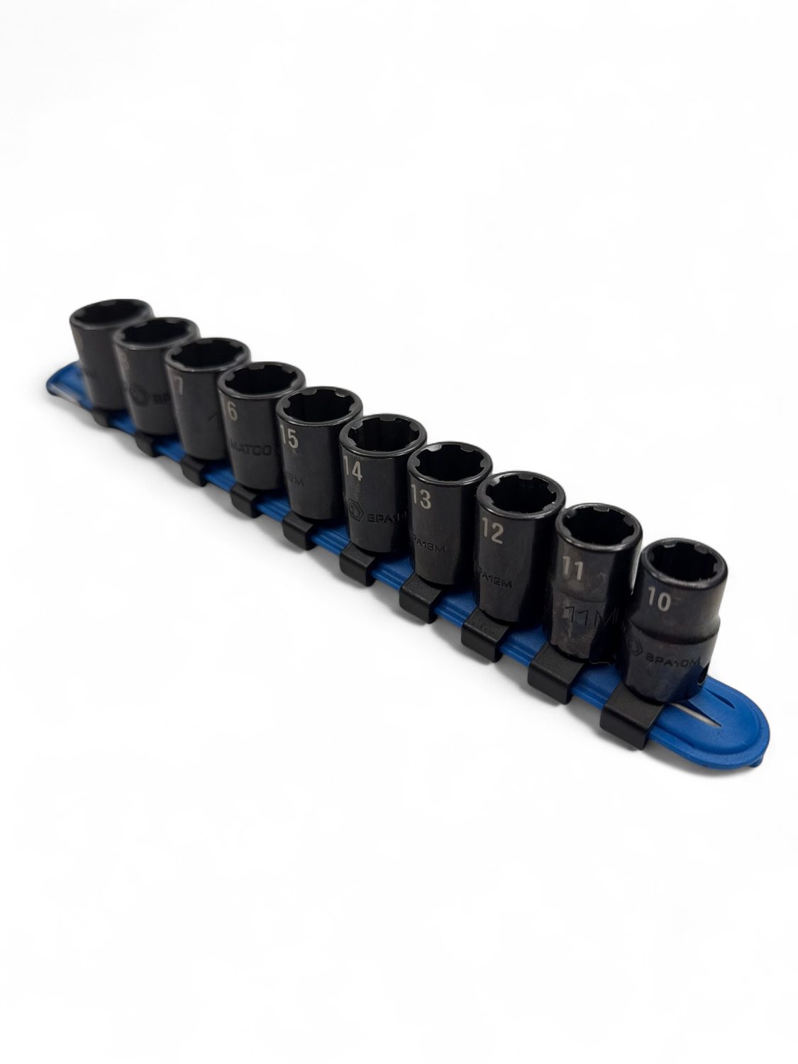 Matco 10pc 3/8" Drive Metric Pro Non-Slip Impact Socket Set, SBPMA10R