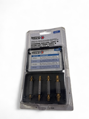 Matco 4 Pc Titanium Phillips, Torx®, And Allen Left Hand Drill And Extractor Set, DEK4
