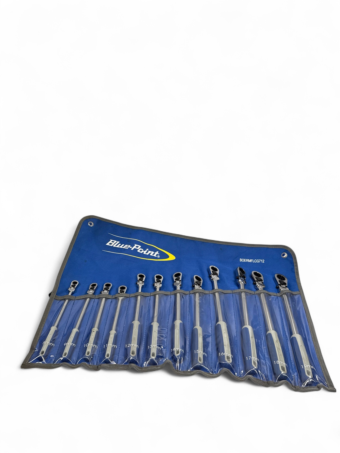 Blue Point 12 pc 12-Point Metric Locking Flex-Head Ratcheting Box Wrench Set (8-19 mm), BOERMFLCG712