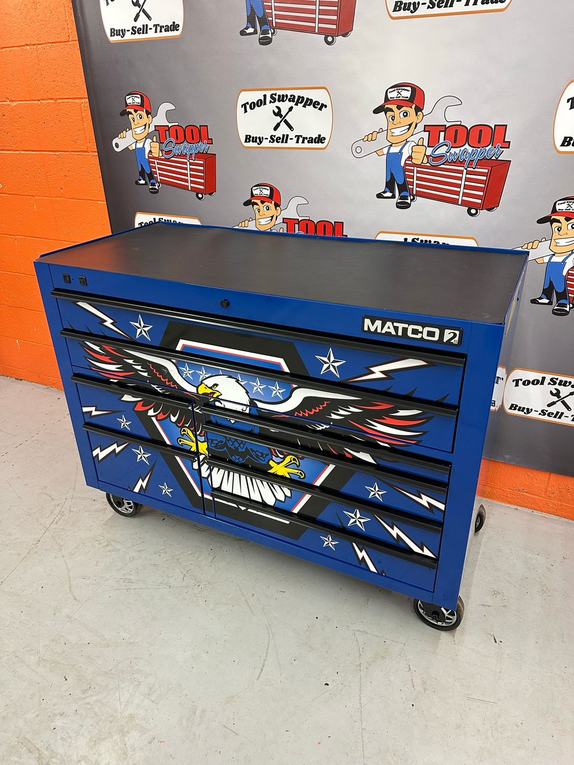 Matco Patriotic Edition 55” Tool Box 2S Series W/ Power Drawer, 2225TB-USA23