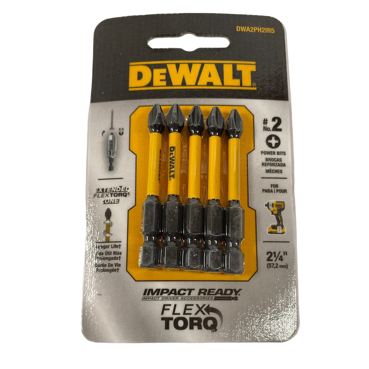 DeWalt 5pc #2 Philips Power Bits, DWA2PH2IR5