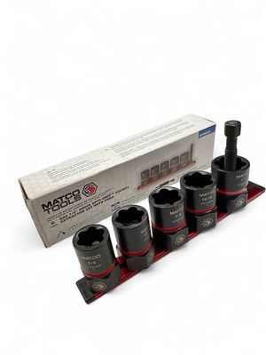 Matco 6 PC 1/2" Drive SAE Opti-Grip Socket Extractor Set W/ Foreign Object Removal Pusher Rod, SCP6OGX
