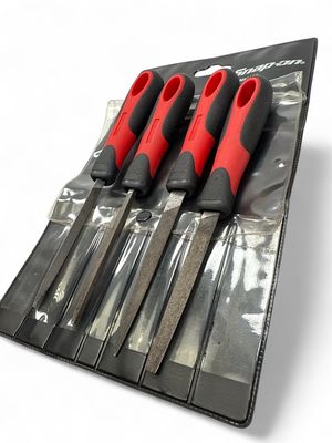 Snap On 4pc Soft Grip Handle Miniature File Set (Red), SGFMN106