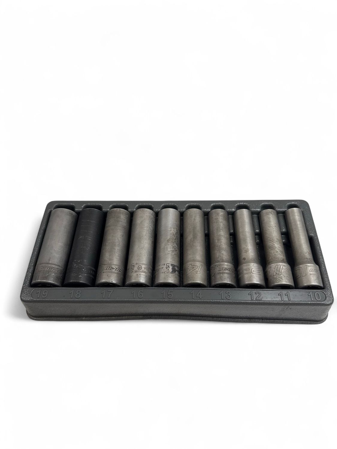 Snap On 10 pc 1/2" Drive 6-Point Metric Flank Drive® Deep Impact Socket Set (10-19 mm), 310SIMMYA