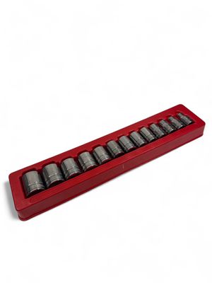 Snap On 13 pc 1/2" Drive 6-Point SAE Flank Drive Shallow Socket Set (3/8-1-1/8"), 313TWYA