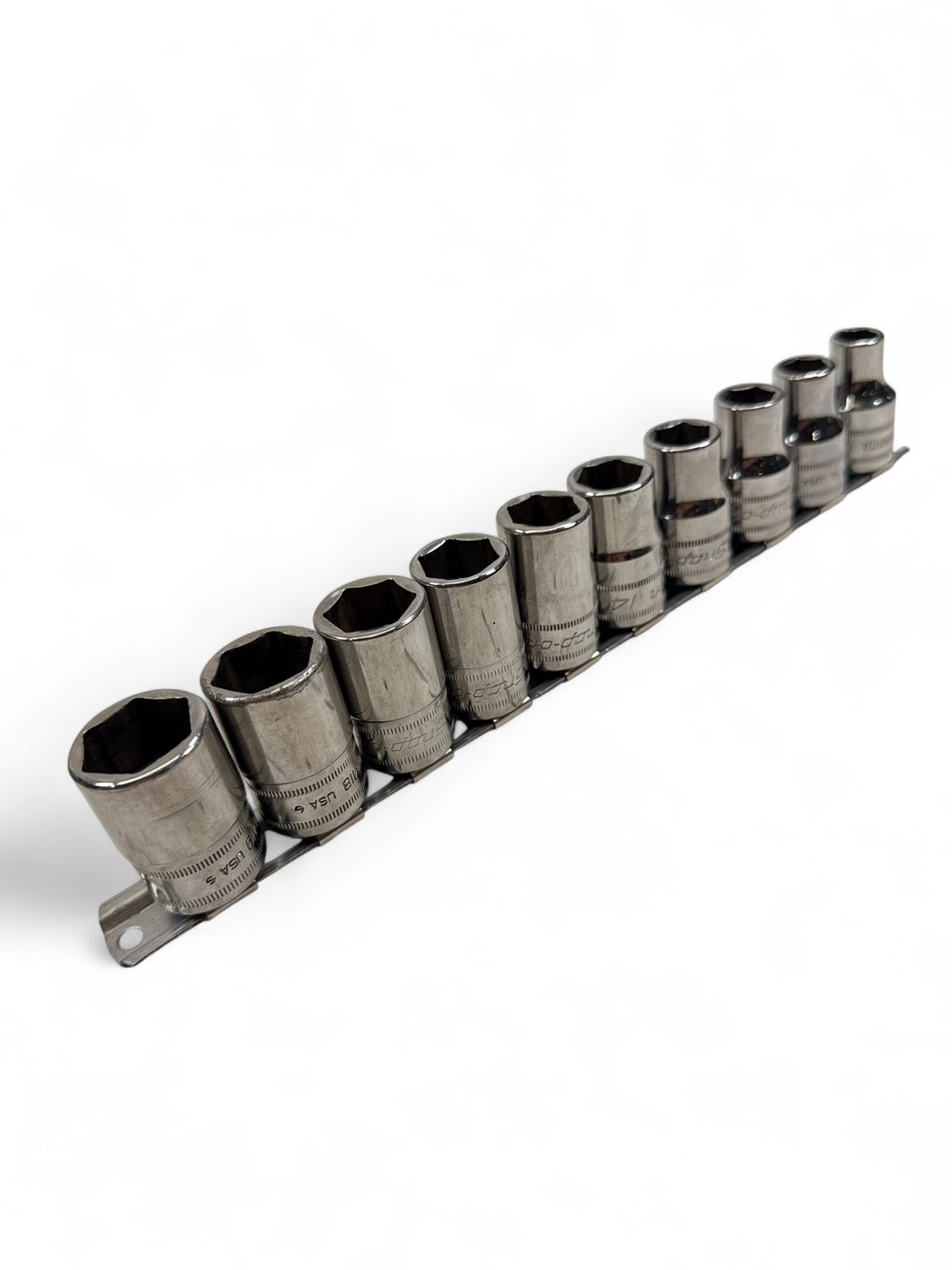 Snap On 10 pc 1/2" Drive 6-Point Metric Flank Drive Shallow Socket Set (10-19 mm), 310TWMYA