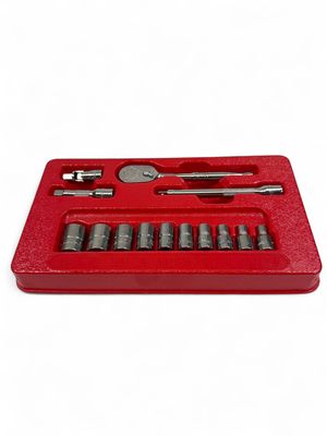 Snap On 14 pc 1/4" Drive 6-Point SAE Shallow General Service Socket Set, 114ATMP