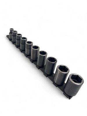 Snap On 10 Pc. 1/2" Drive 6-Point Metric Flank Drive Shallow Impact Socket Set (10-19 mm) 310IMMYA