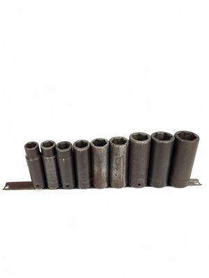 Snap On 9 pc 1/2" Drive 6-Point SAE Flank Drive® Deep Impact Socket Set (1/2-1"), 309SIMYA