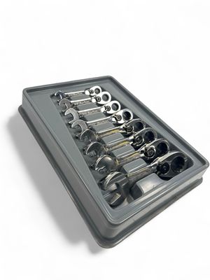 Blue Point 8 Pc. 12-Point SAE Short 15° Offset Ratcheting Box/ Open-End Wrench Set (5/16-3/4") BOERS708