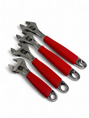Snap On 4 pc Flank Drive Plus Adjustable Wrench Set (6–12") (Red), FADH704c