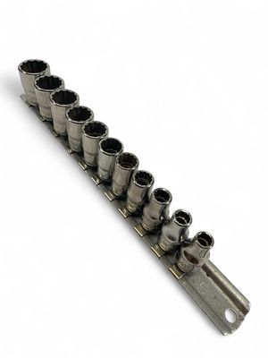 Snap On 11 pc 1/4" Drive Metric 12-Point Flank Drive® Shallow Socket Set (5-14 mm), 111TMMDY