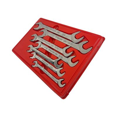 Snap On 7 pc SAE Flank Drive® Plus Four-Way Angle Head Open-End Wrench Set (3/8–3/4"), SVS807A