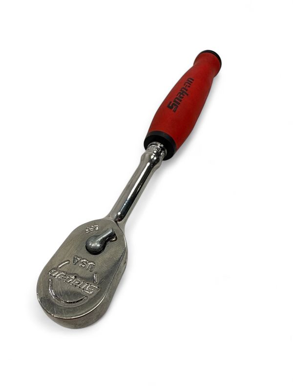 Snap On 3/8" Drive Dual 80® Technology Soft Grip Long Handle Compact Head Ratchet (Red), FHCL72