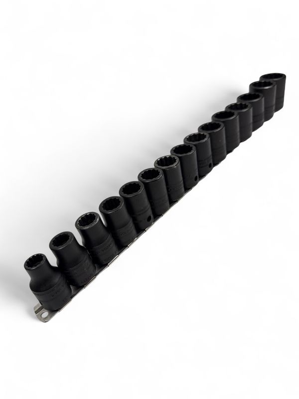 Snap On 15 Pc. 1/2" Drive 12-Point Metric Flank Drive Shallow Impact Socket Set (10-24 mm) 315IMDMYA
