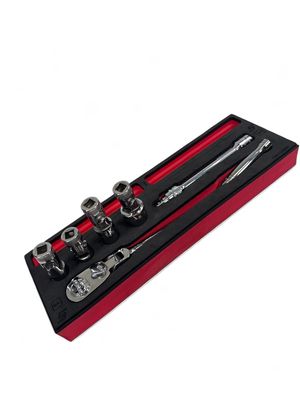 Snap On 6 pc 3/8" Drive Spark Plug General Service Set with PRO-FI™ Organization (Red), 206SPRK01FR