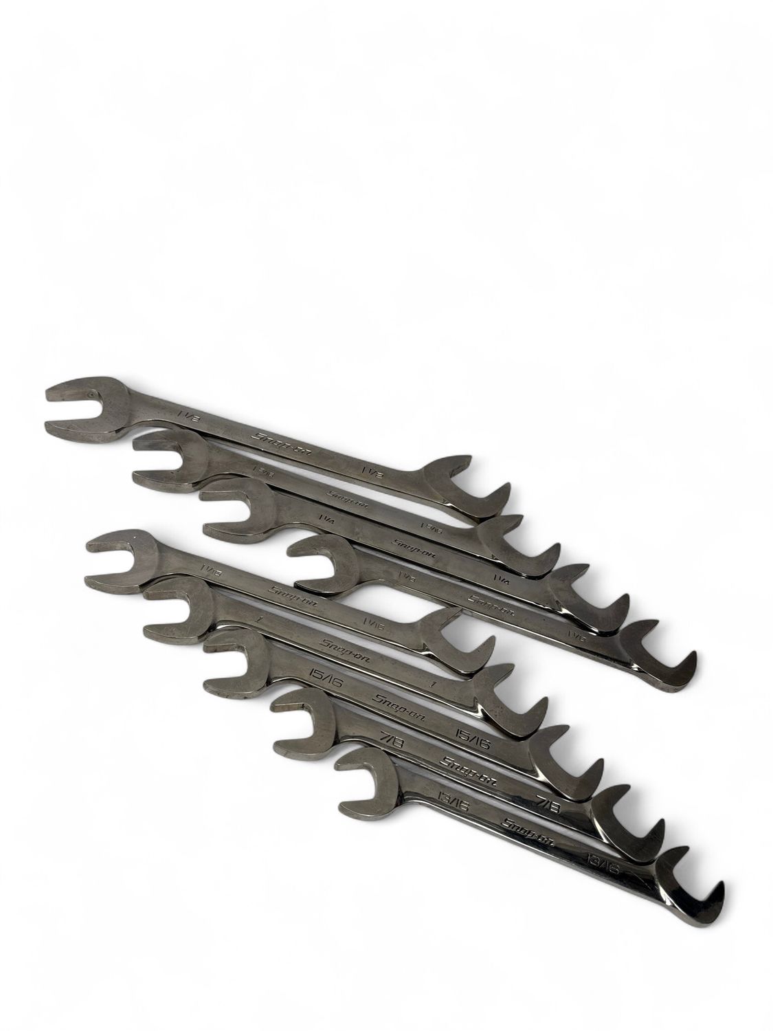 Snap On 9pc LARGE SAE Four Way Angle Head Open Head Wrench, (3/16-1 1/2”)