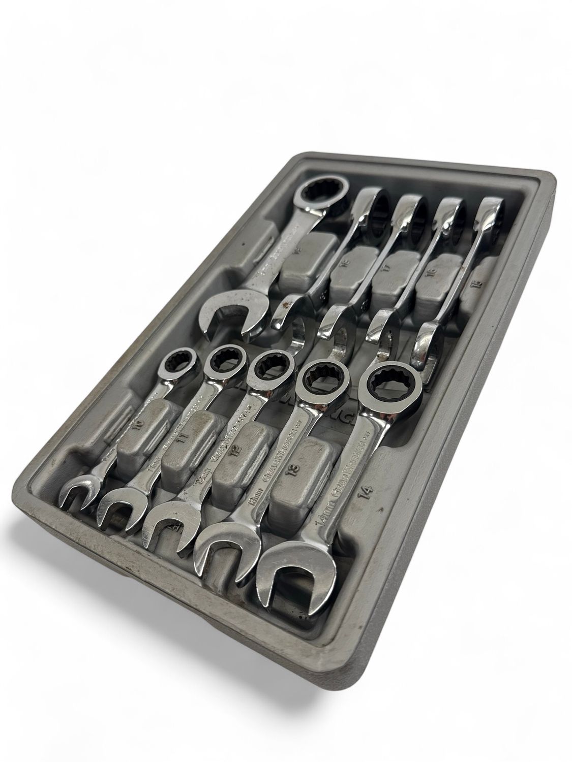 Gearwrench 10 Pc. 12 Point Stubby Ratcheting Combination Metric Wrench Set, (10-19MM), 9520D