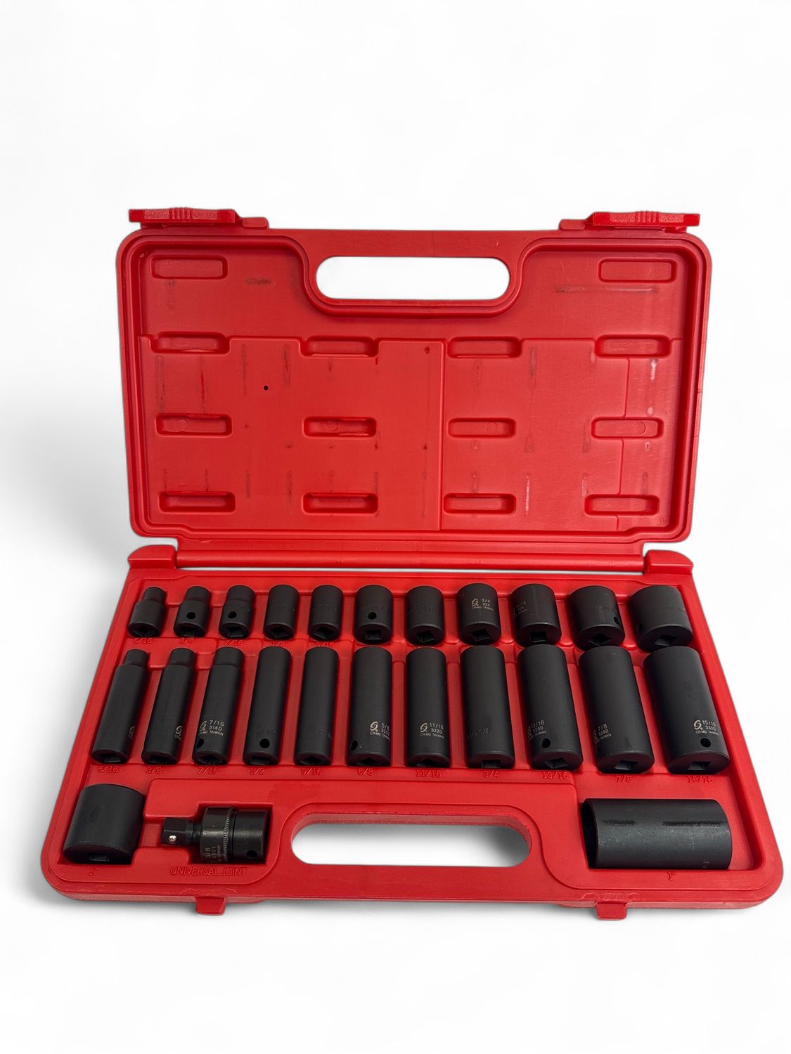 Sunex 25 Pc Impact Socket Set, (12 Deep Sockets, 12 Standard & A Universal Joint), 3325
