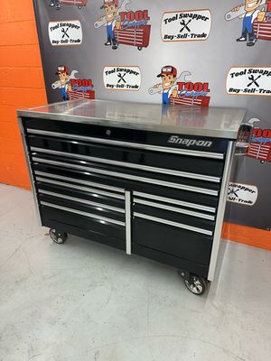 Snap On 60" 10-Drawer Double-Bank EPIQ™ Series Roll Cab W/ Stainless Steel Top (Gloss Black), KETN602APCWR