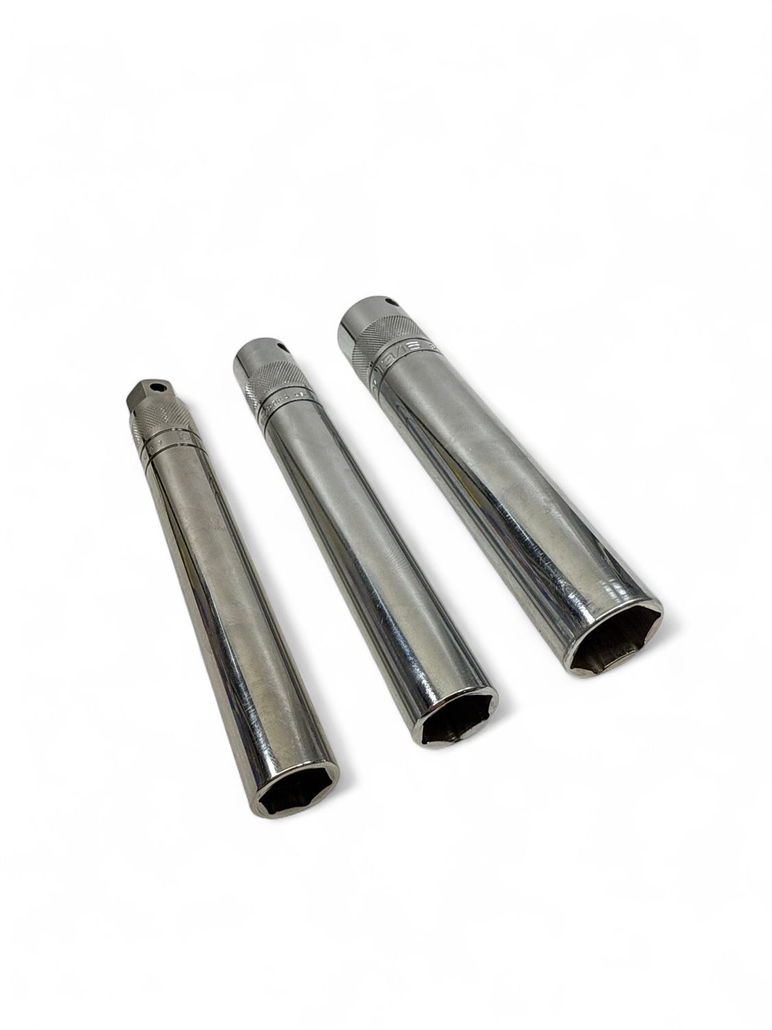 Snap On 3 Pc 3/8” Drive 6 Point Metric & SAE Extra Long Spark Plug Socket Set, (14 Mm, 5/8” & 13/16”)