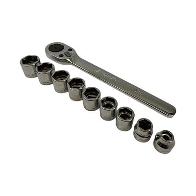 Snap On 10 pc 3/8" Drive 6-Point Metric Flank Drive® Low-Profile Ratchet/Socket Set, 210RAFSMA