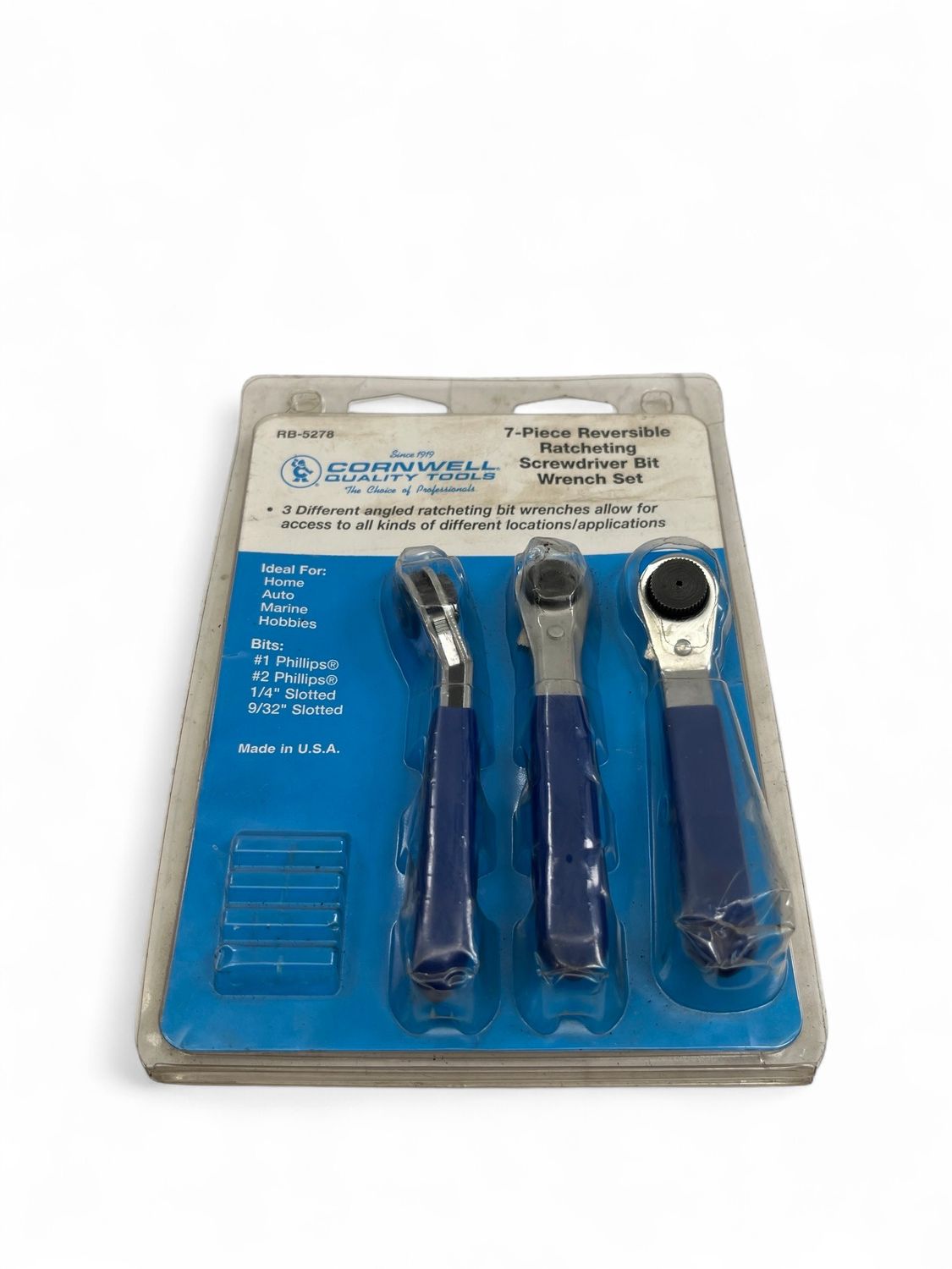 Cornwell 3 Pc Reversible Ratcheting Screwdriver Bit Wrench Set, RB-5278