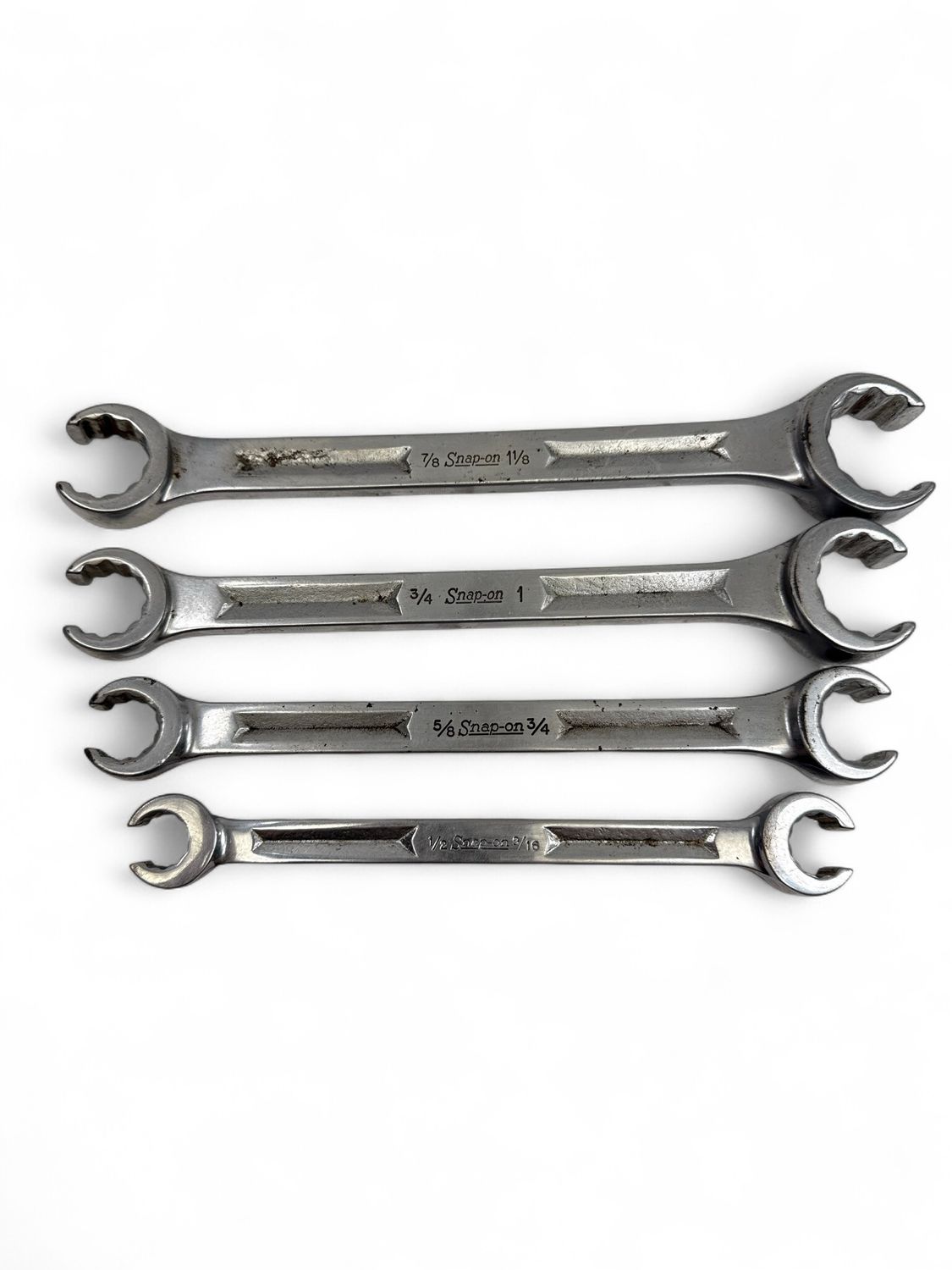 Snap On 4pc Double End Flare Nut Wrench Set, (1/2”-1 1/8”)