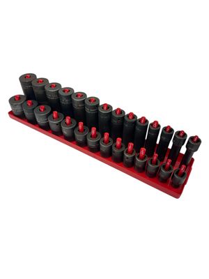 Snap On 28pc 1/2" Drive 6-Point SAE Flank Drive® Shallow & Deep Impact Socket Set (3/8-1 1/4")