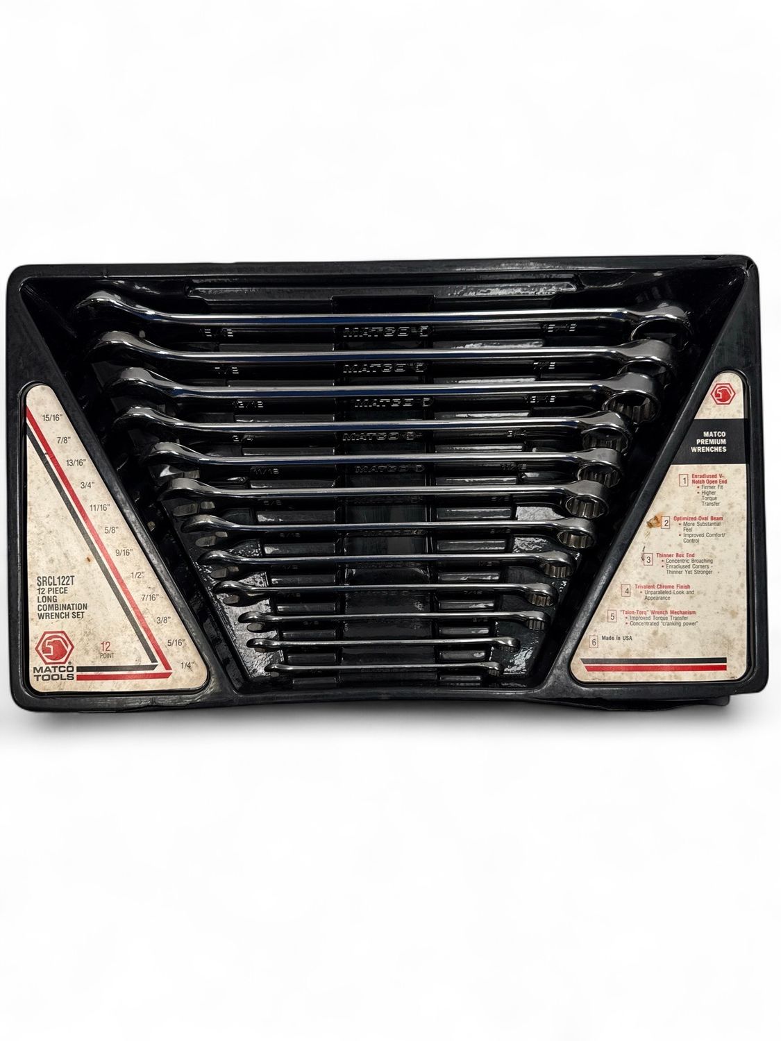 Matco Tools 12 Piece Long Combination Wrench Set 1/4 - 15/16, Srcl122t