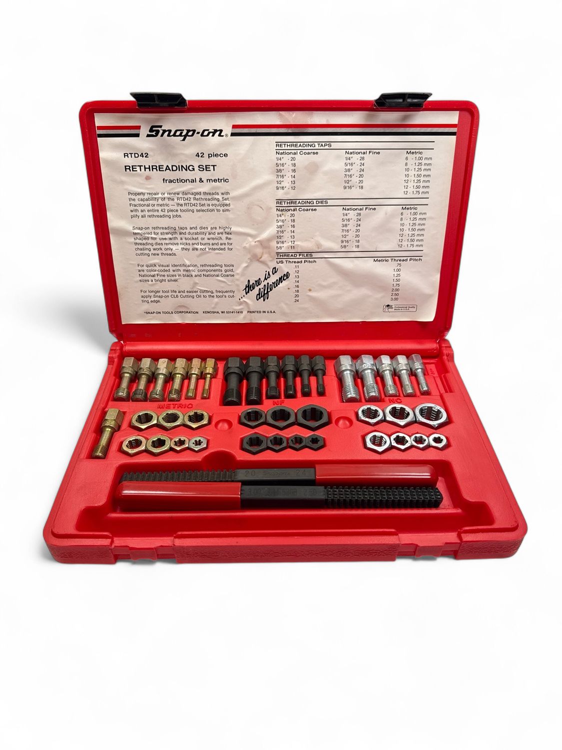 Snap On 40 Pc. Fractional & Metric Rethreading Set, RTD42